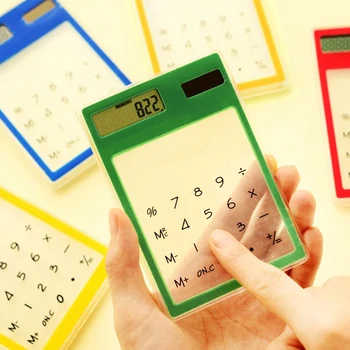 

Stationery card portable calculator mini handheld ultra-thin Card calculator Solar Power Transparent screen calculator