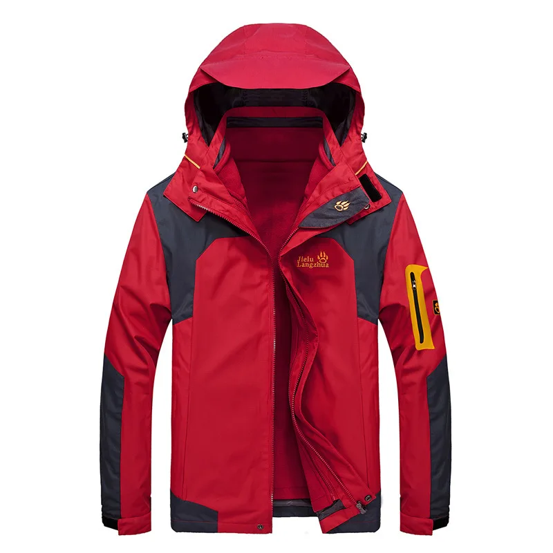 Открытый плащ куртка мужская три-в-одном Женский комплект из двух частей осень и зима деконструируемый водонепроницаемый дышащий пара - Цвет: Men s Red