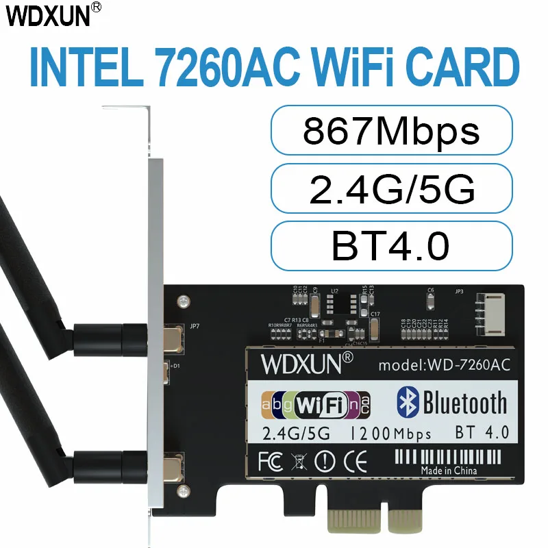 Wifi Pci Express 7260Ac 2.4Ghz/5Ghz Wi-Fi Inteligente Pcie Bluetooth 867 4.0 Wifi Card Desktop Pcie Wifi Ac-7260