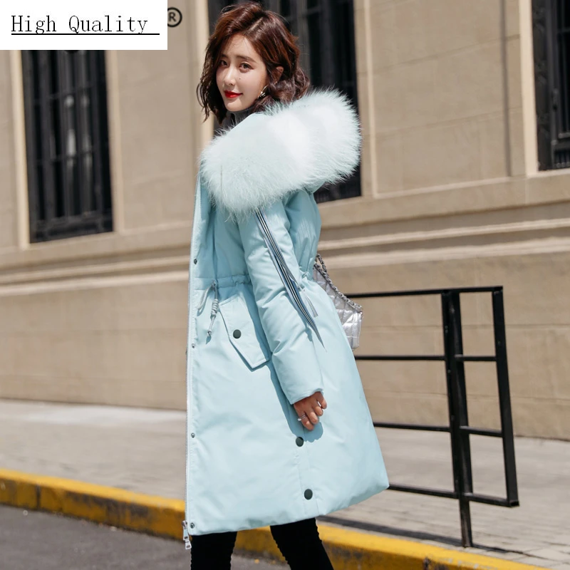

Winter Down Coat Female Jacket + Raccoon Fur Hooded Clothes 2020 Korean 90% Duck Down Jacket Long Warm Coat Hiver 56215