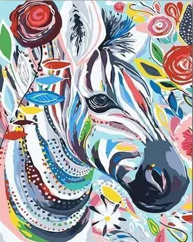 

diy colorful zebra Paint By Numbers canvas painting Colorful Horse DIY By Numbers Kits Drawing Canvas Pictures animal Home Decor