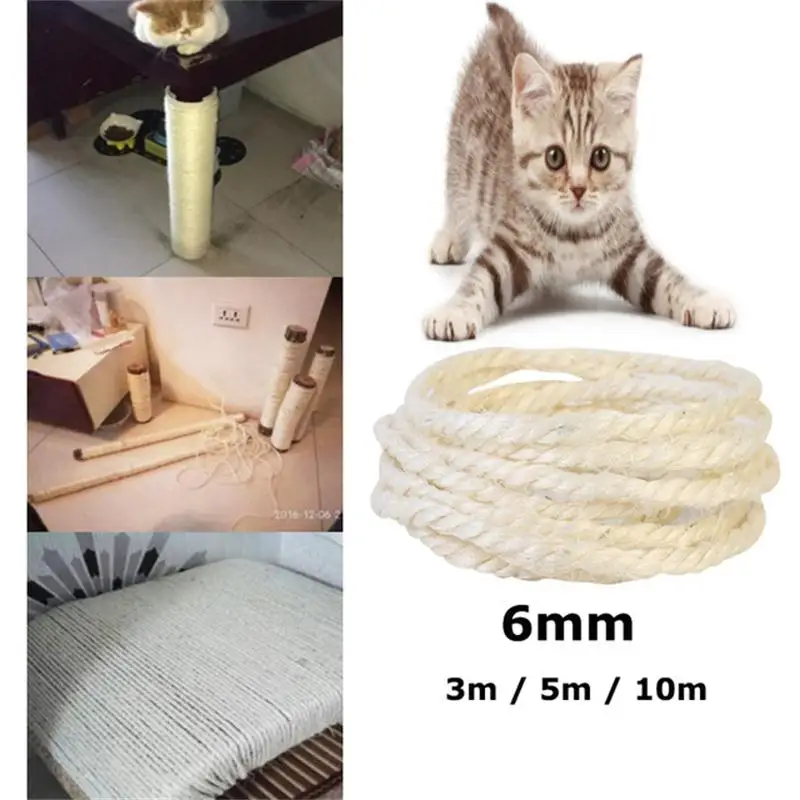 Sisal Rope for Cat Tree Climbing Frame DIY cats scratching post toys making desk legs binding rope cat sharpen claw | Дом и сад
