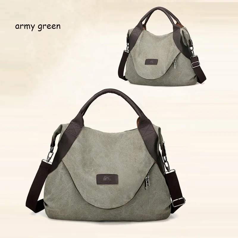 Новые повседневные женские сумки через плечо с большим карманом, холщовые сумки-тоут, сумки на плечо, сумочки - Цвет: Armygreen