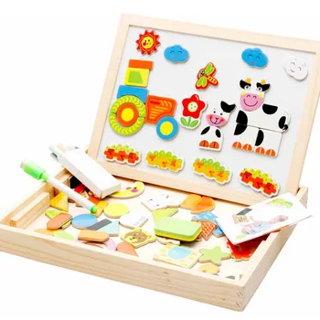 

Drawing Writing Board Magnetic Puzzle Double Easel Kid Wooden Toy Sketchpad Gift Children Intelligence Education Development T