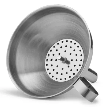 

10CM Funnel Stainless Steel With Detachable Strainer Filter Universal Portable