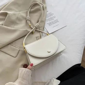 

Simple Solid Color Leather Crossbody Bags For Women New Retro Casual High Quality Handbags Female Shoulder Organ Bag Daily Tote