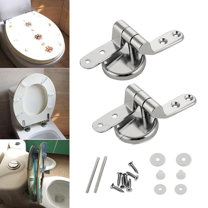 

Replacement Pair of Solid Zinc Alloy Home Toilet Seat Hinges Include Fittings