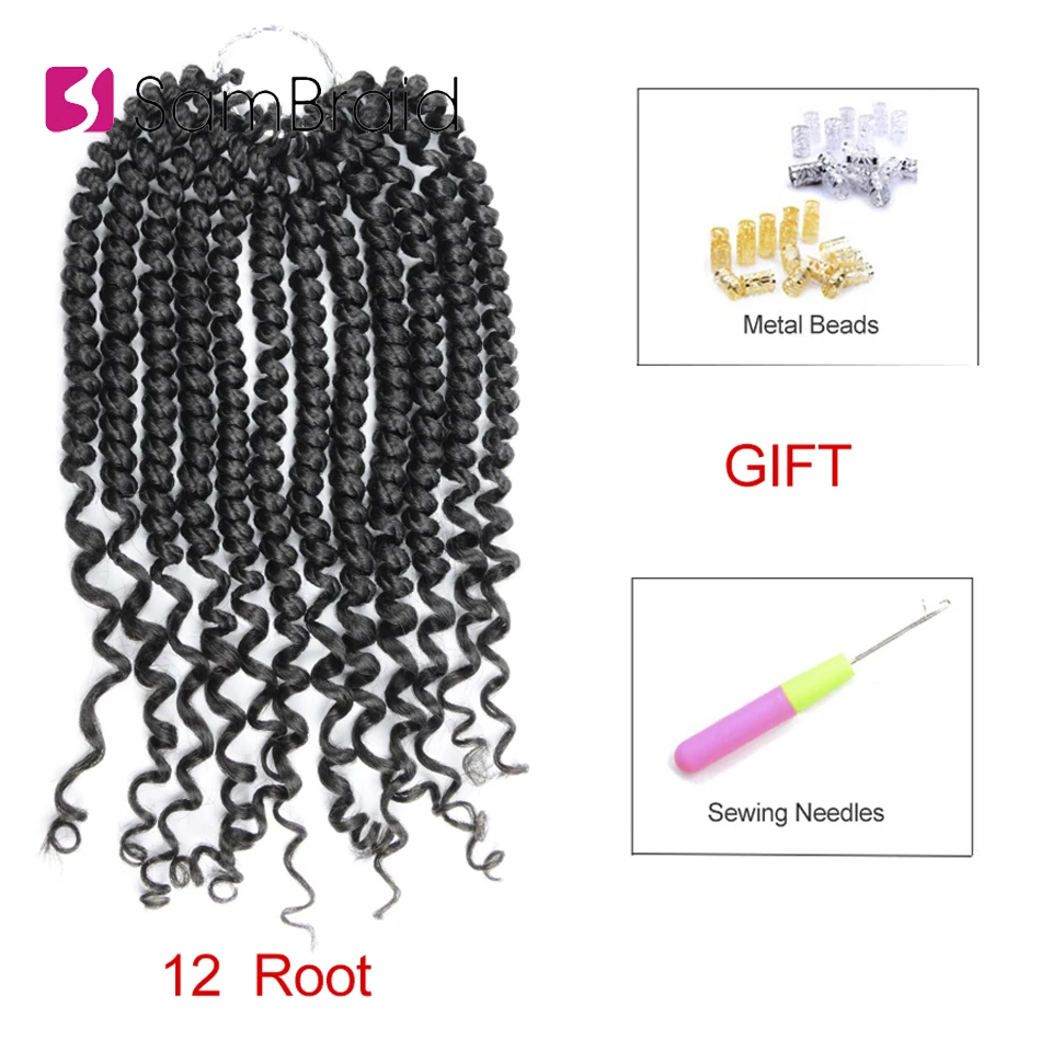 SAMBRAID Senegalese Twist Hair Crochet Braiding Hair 12 Inch Pre looped Crochet Hair Curly Twist Synthetic Hair Extensions