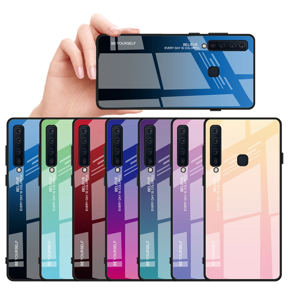 

Gradient Tempered Glass Case For Samsung Galaxy A8 A9 A6 A7 2018 A5 2017 A8S A9 Star A8 Star A9Pro 2019 Phone Cover Case