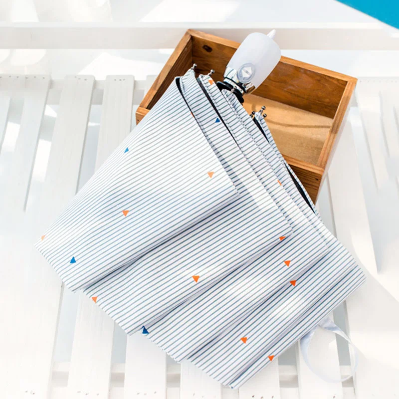 

Stripe Automatic Male Umbrella Durable Anti-UV Three Folded Rain Sun Women Men Umbrellas Pocket Parasol Female Gift