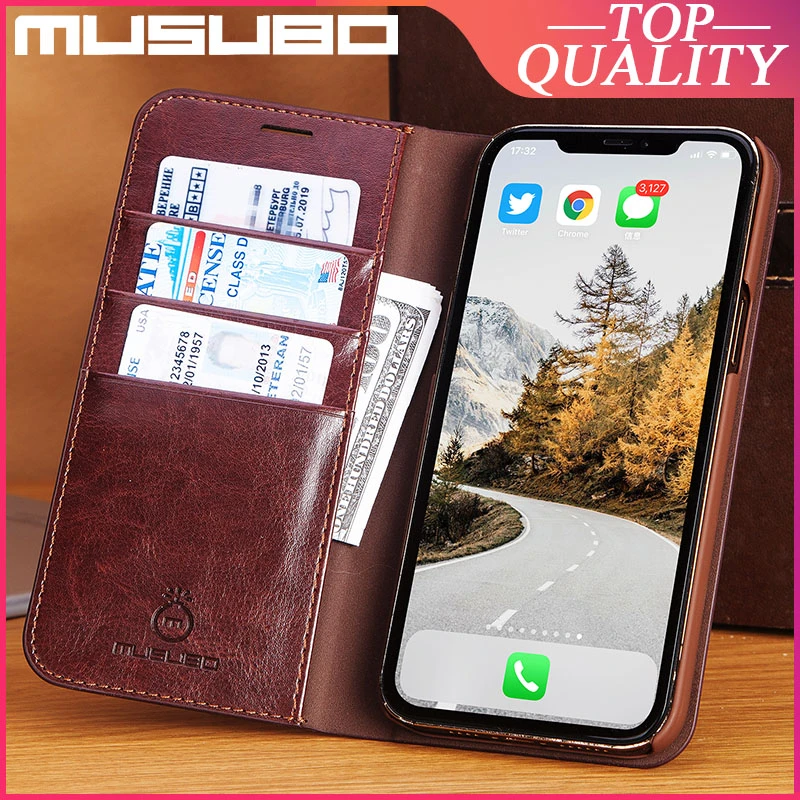 Musubo Leather Cases For iPhone 12 Pro Max 11 Pro Xs Max XR X SE 2020 8 Plus 7 6 6s Plus Casing Cover Stand Wallet Flip Coque iphone 6 case