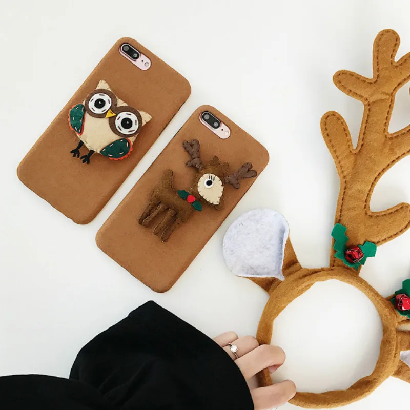 

Cute 3d Plush Phone Case Anti-knock Cover Coque For iPhone 8 7 6 6s X XS XR XSMAX Plus Animal Protective Cases Back Cover Shell