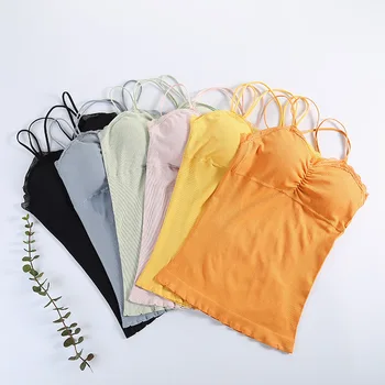 

Women Sexy Cackless Tops Padded lingerie Sleeveless Vest Cross Straps Tube Tank Soft Comfort Underwear Female intimates #F