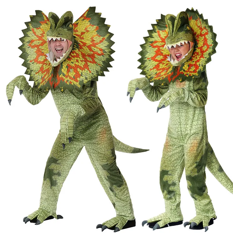 Динозавры, дилофозавр, костюмы для детей, Хэллоуин, искусственные взрослые, мужские костюмы, костюм для макияжа
