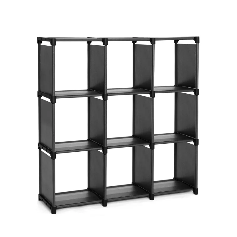 

Amazon Cross Border Electricity Supplier Simplicity Nonwoven Fabric Bookshelf Storage Shelf Flexible Assembled 3X3 Squares Books