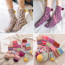 1/2 пары, женские зимние плотные теплые носки, коралловый флис, Kawaii, забавные носки, милые цветные женские теплые рождественские носки