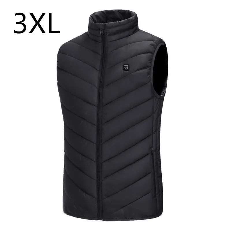 Уличный мужской жилет с электрическим подогревом, USB нагревательный жилет, зимняя Тепловая ткань, перо, горячая Распродажа, походная Теплая Охотничья Куртка - Цвет: black 3xl