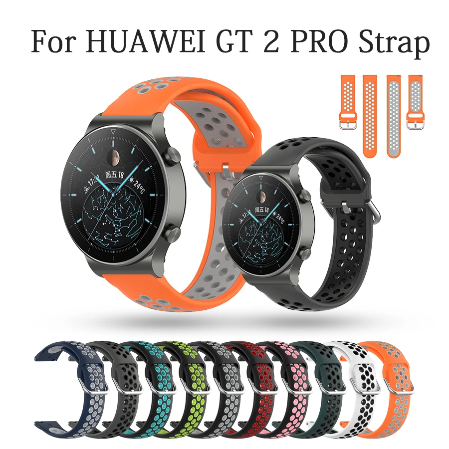 

Sport Silicone strap for huawei watch gt 2e/GT2 Pro 46MM Bracelet for galaxy watch 3 45mm S3 Frontier Watchbands Correa