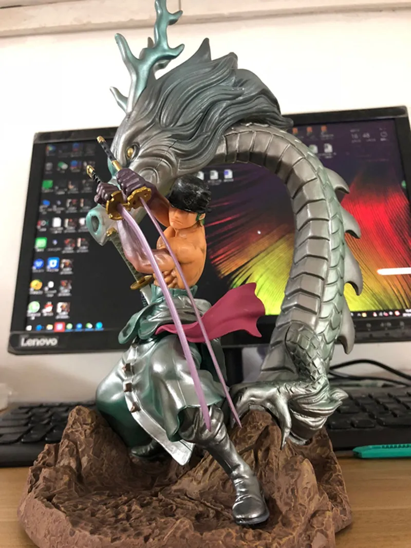 

One Piece Zero Figure 20cm Roronoa Zoro + 33cm Green Dragon Action Anime figure model Toys gift collect Brinquedos Anime Statue