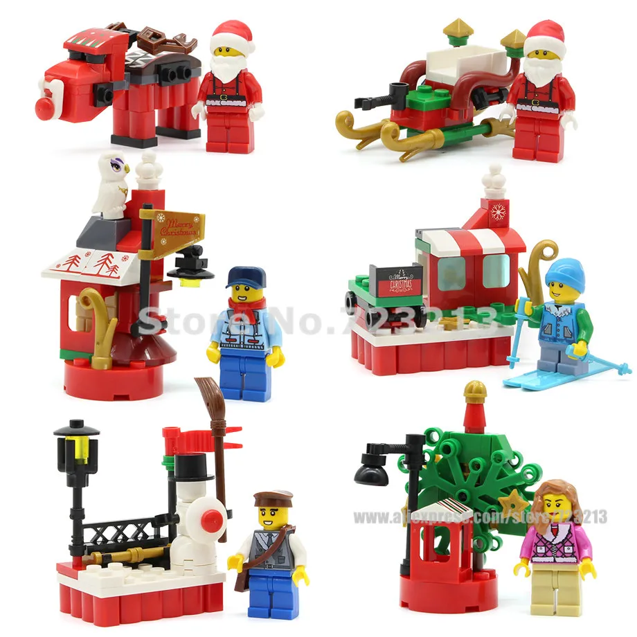 Рождественский уличный Санта-Клаус, девочка-почтальон, одиночная распродажа, сани, станция, Сова, модель, строительные блоки, модель, игрушки для детей