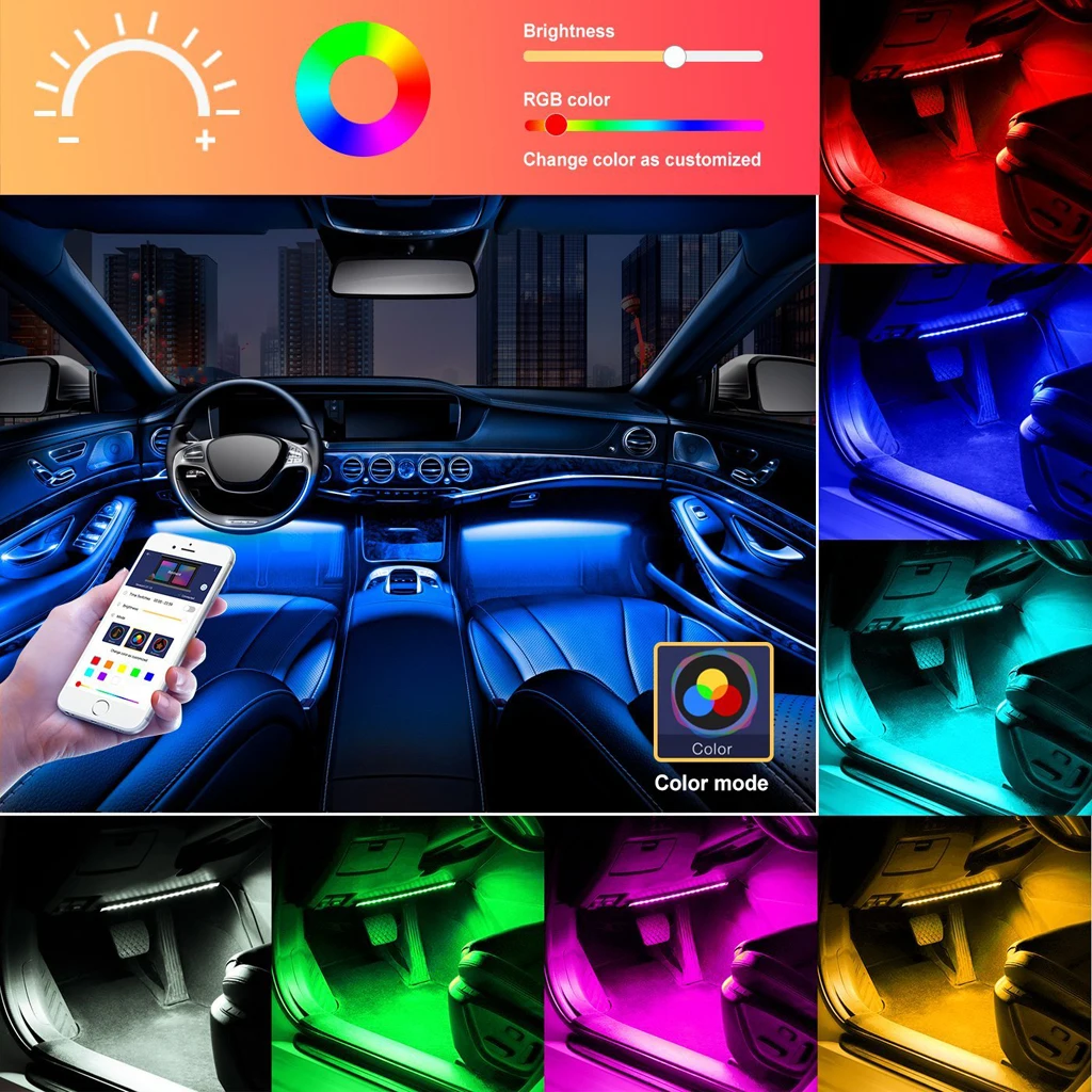 Car LED Strip Lights LED App Control Interior Lights Sound Active Function