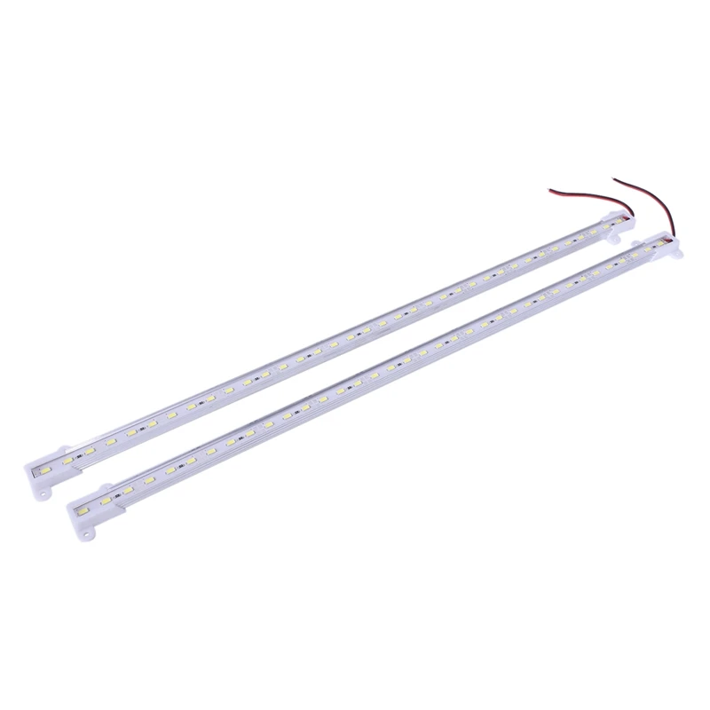 

New 2x 50CM 12V 36 LED 5630 SMD Hard Strip Light Aluminum Shell With End Cap White