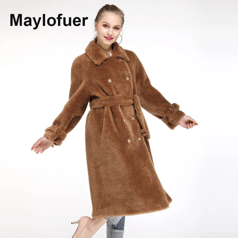 Maylofuer Натуральная Шуба Ягненка Тедди Стиль Новые Негабаритные Пальто Женщины