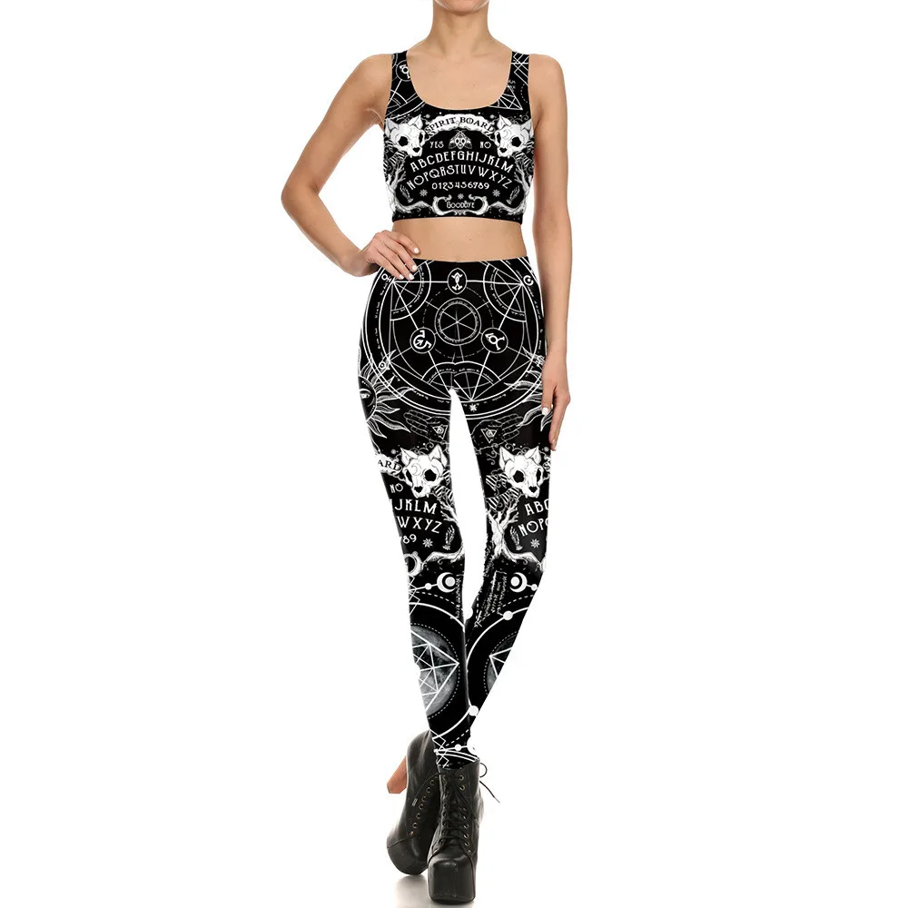 FCCEXIO The Lucky Totem Print Women Sexy  Seamless Leggings Casual Workout Fitness Pants Sports Trousers Black Leggins