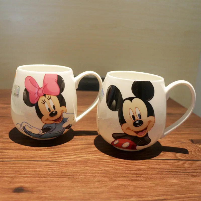 2 шт./лот, кружка Микки и Минни, Мультяшные керамические кофейные чашки, 360 мл, креативные модные парные чашки и кружки, новинка, рождественские подарки - Цвет: Mickey Minnie