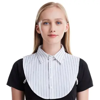 

Women Shirt Fake Collar Grey White Stripes Detachable False Collar Blouse Lapel new