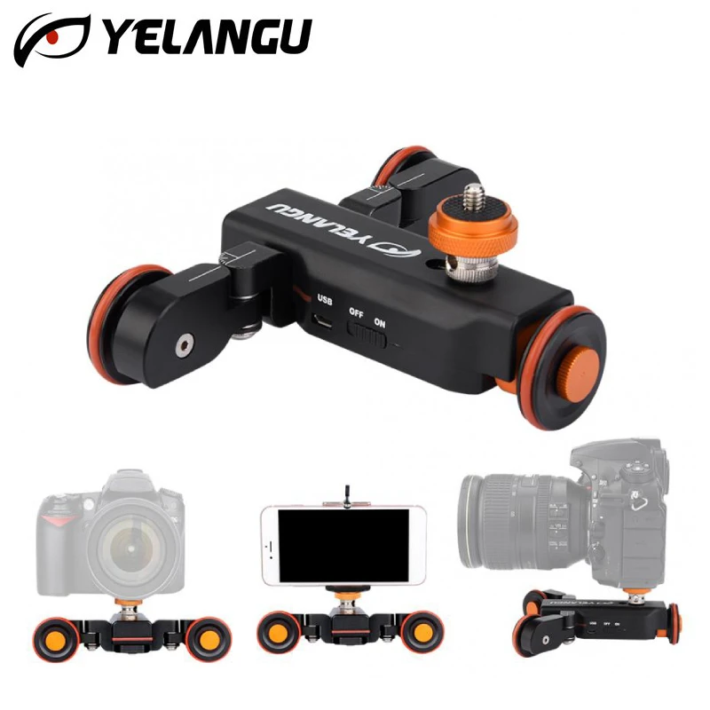 YELANGU L4X Motorized Camera Slider Video Dolly Car Electric Track Slider with Remote for Nikon for Sony Camera Smartphone camera track slider metal macro rail clamp