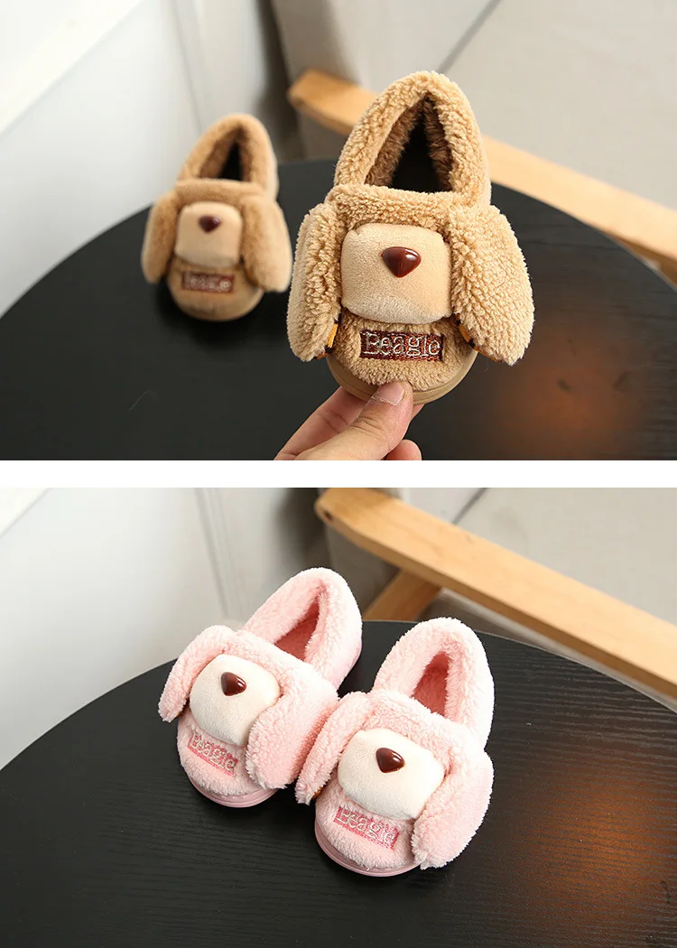 Winter Cartoon Cute Home Children's Cotton Slippers Bag with Non-slip Cotton Shoes Comfortable Warm Boys Slippers