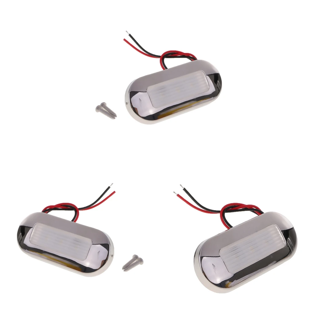 3 Packs 12V Boat LED Oblong Oval Surface Mount Courtesy Accent Light White