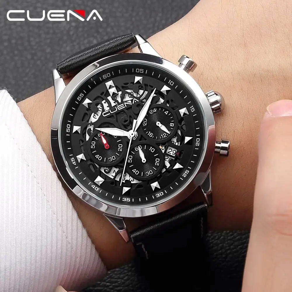 Clearance Sale Fashion Mens Watches Top Brand Luxury Military Quartz Watch Leather Waterproof Sport Chronograph Watch Men