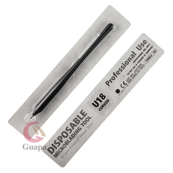 

10pcs permanent makeup black disposable microblading pens hand tools with 12/14/17/18U pins needles embroidery blades