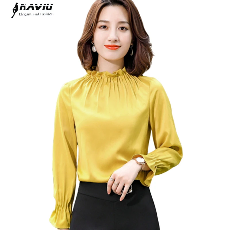 women's long sleeve yellow blouse