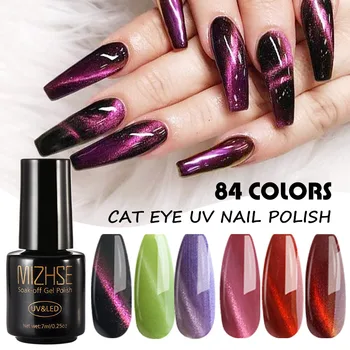 

MIZHSE Cat Eye's Soak Off UV Gel Nail Polish Cat Eye Stamping Hybrid Varnish Magic Color Change Magnetic Nail Gel Need Top Base