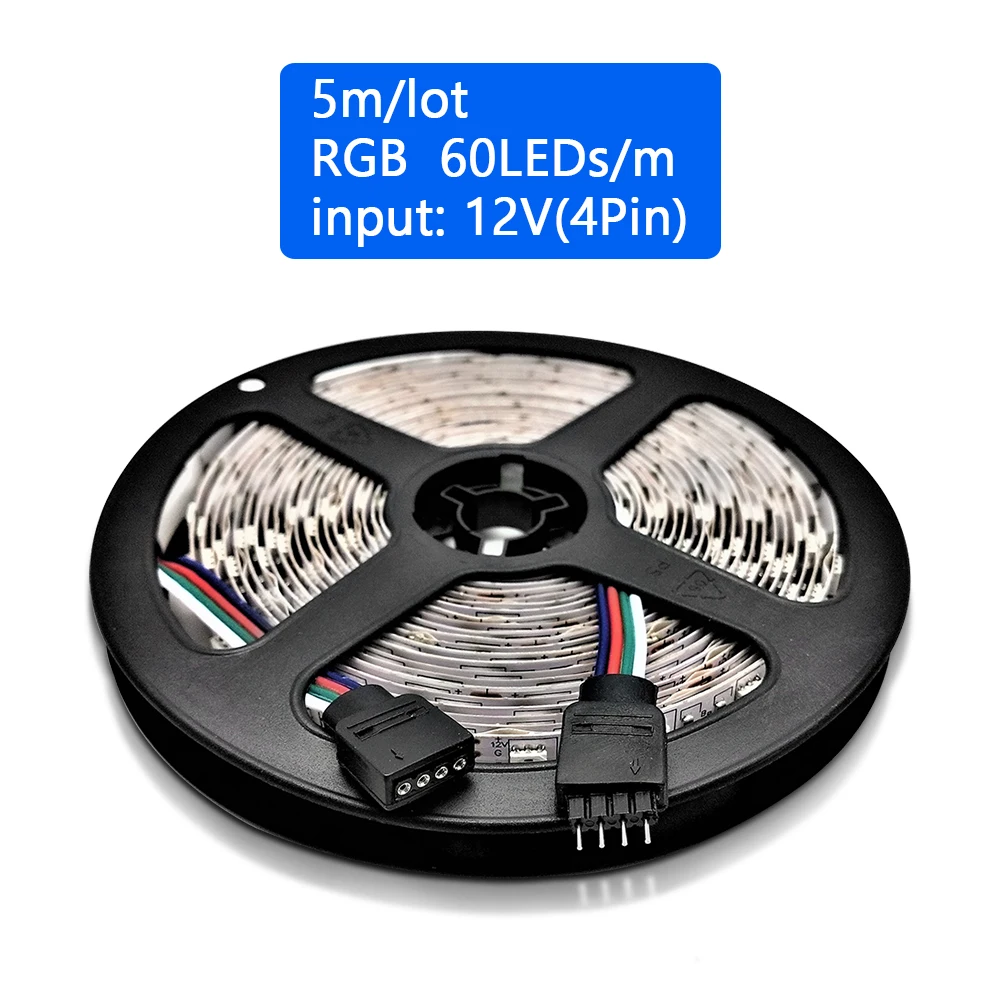 cheap 5M Led Strip 5050 RGB 60leds Lights DC12V Flexible Home Decoration Lighting No Waterproof RGB White Warm White Blue Green Red
