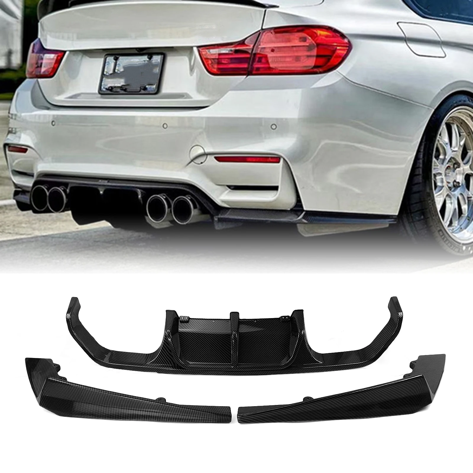 

Для BMW F80 M3 F82 F83 M4 2015 2016 2017 2018 2019 2020 задний диффузор бампер губа из углеродного волокна вид спойлер сплиттер кузов комплект