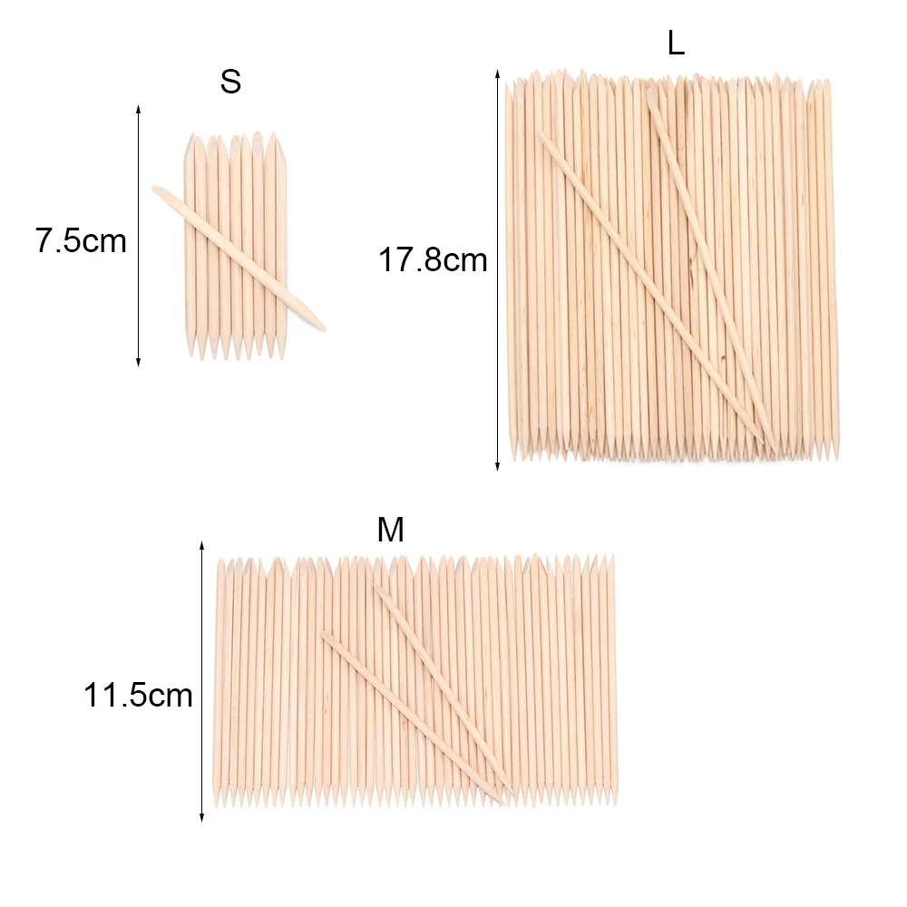 10/30/50/100 шт Двухсторонний инструмент для оранжевый натуральный деревянные палочки для ногтей для удаления кутикулы толкатель Маникюр Педикюр, пилинг для ногтей искусство аксессуар