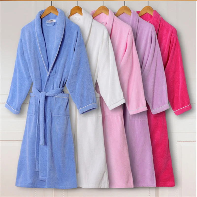100% Cotton Toweling Terry Robe Lovers Soft Bath Robe Men And Women Nightrobe Sleepwear Male Casual Home Bathrobe Hotel Robe