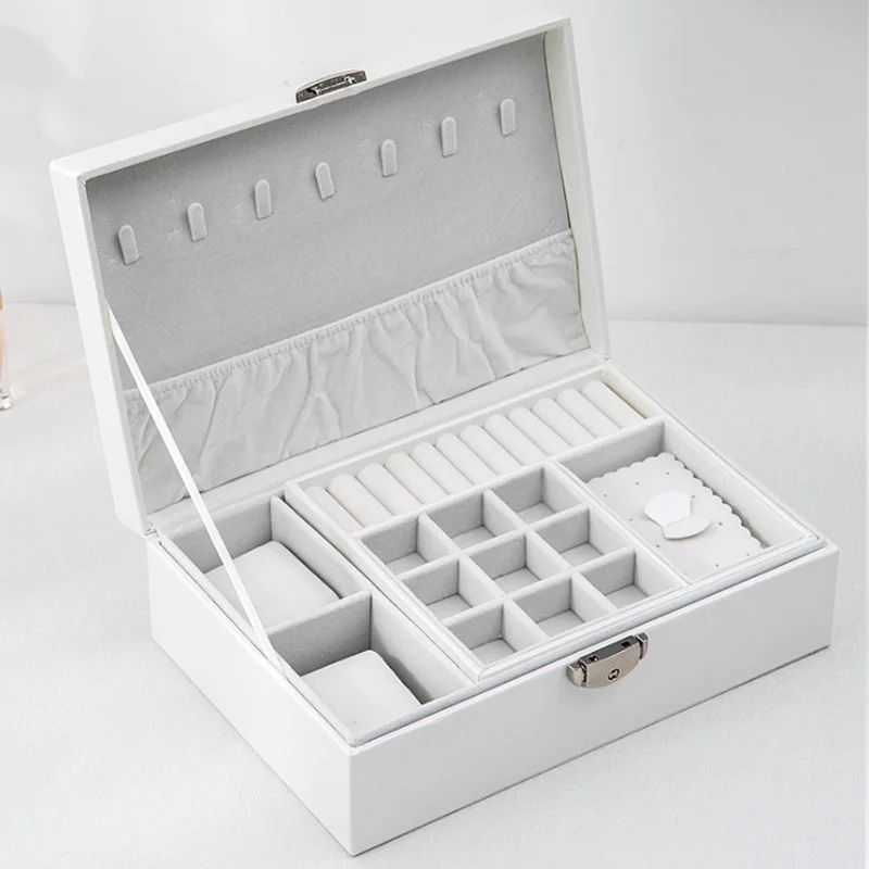 Top Watch 2pcs Pillow Jewelry Big Storage Box Creative Drawer Portable Multilayer Cosmetic Storage Box PU Leather Jewelry Box