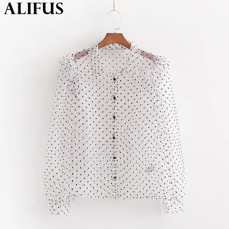 

Fashion Za Women Shirt 2019 Sexy Cascading Transparent Turn-Down Collar Shirts Blouses Loose Ladies Lantern Sleeve Blusas Tops