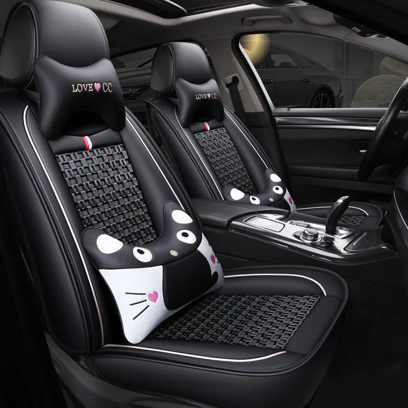 

Automobile Seat Cushion Four Seasons General Viscose Leather Pentium B50 B70 X40 X80 Seat Cover All Edges Included Cartoon Women