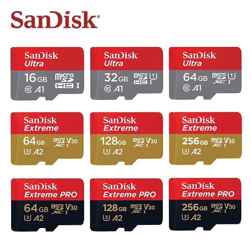 Карта памяти MicroSD SanDisk 16 ГБ 32 ГБ 64 Гб 128 ГБ 200 ГБ 256 Гб 400 Гб MicroSDXC EXTREME PRO V30 U3 4K UHD TF карты-1