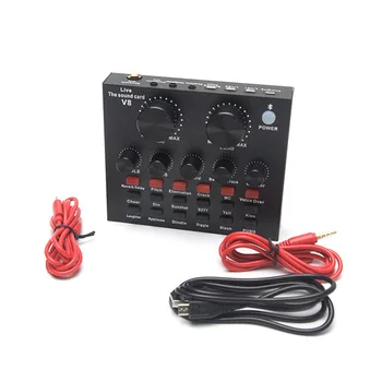 

V8 For Mobile PC Computer Live Broadcast Voice Chat Home KTV External USB Recording Headset Microphone Singing Sound Card Audio