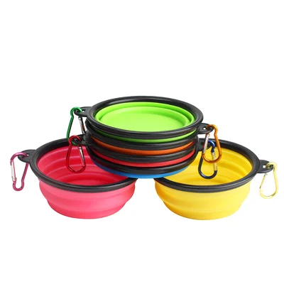 Cuenco de silicona plegable para mascotas, tazón de perro portátil para viajes al aire libre, color caramelo, 1 ud.