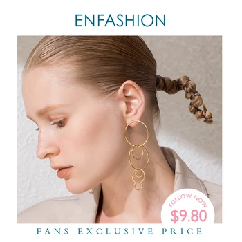 

ENFASHION Boho Multi-layer Round Drop Earrings For Women Gold Color Circle Long Dangle Earings Fashion Jewelry Kolczyki E191112