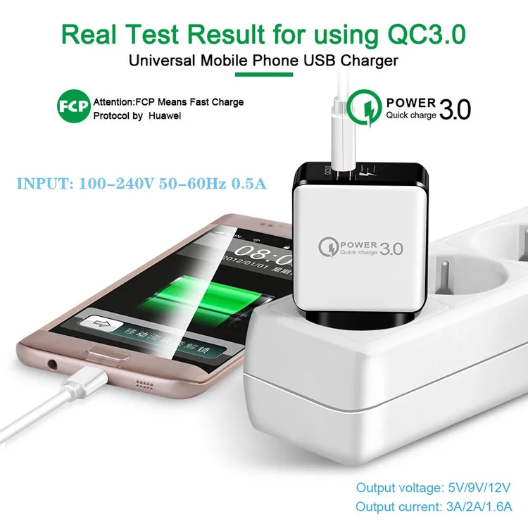 Wholesale High Quality Portable Quick Charge Single USB Wall Charger Adapter QC 3.0 Mobile Phone Travel Fast Wall Charger