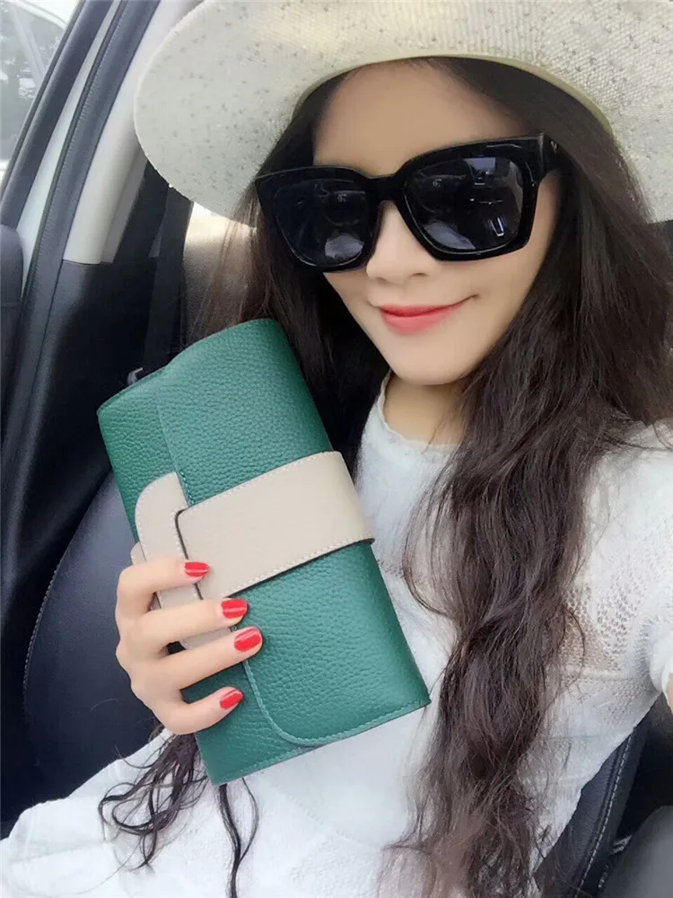 

2020 Genuine Leather Female Contrast Hand Take Single Shoulder Diagonal Small Mini Bag Cowhide Color Matching